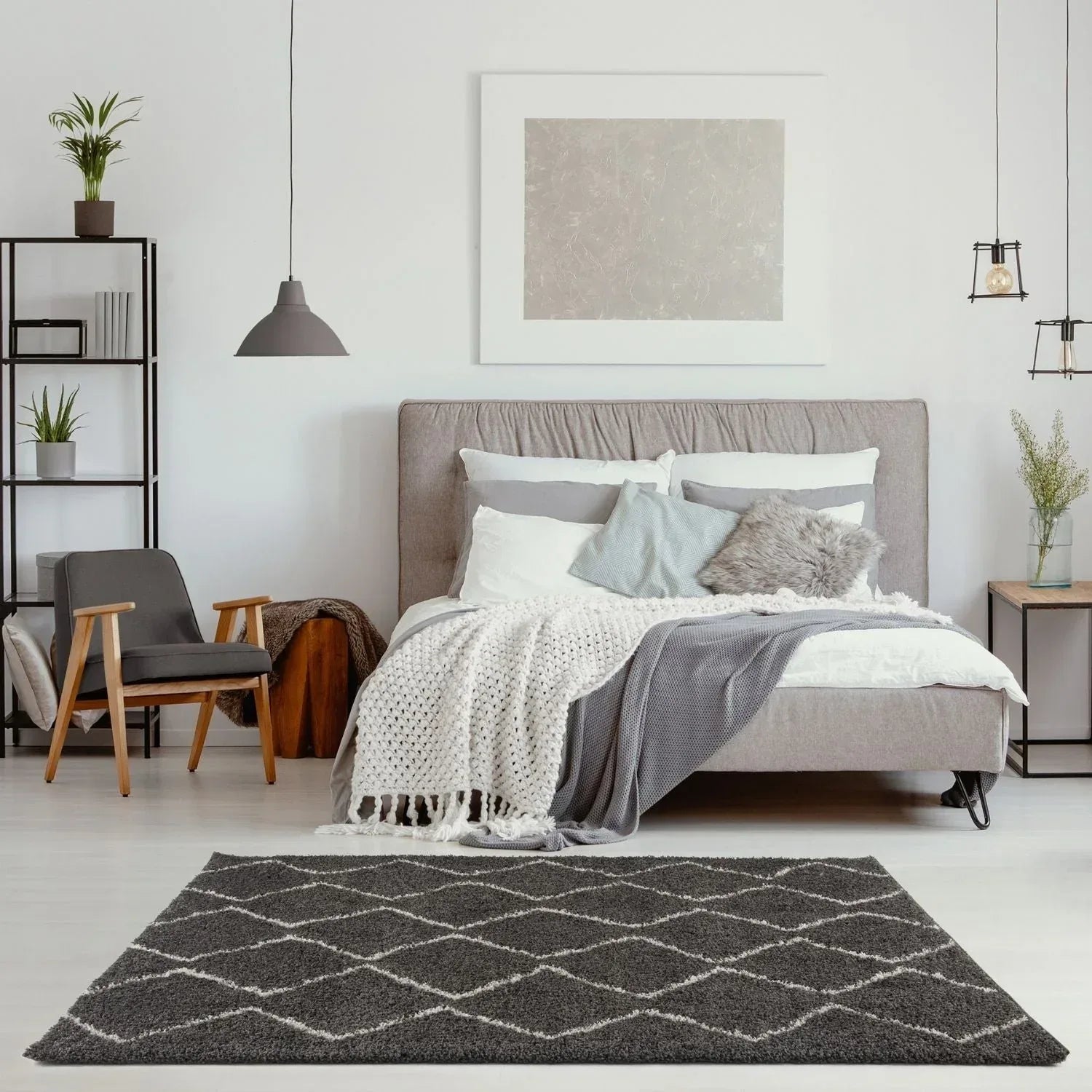840MoroccanDarkGreyShaggyRug-10 - Bobobiy