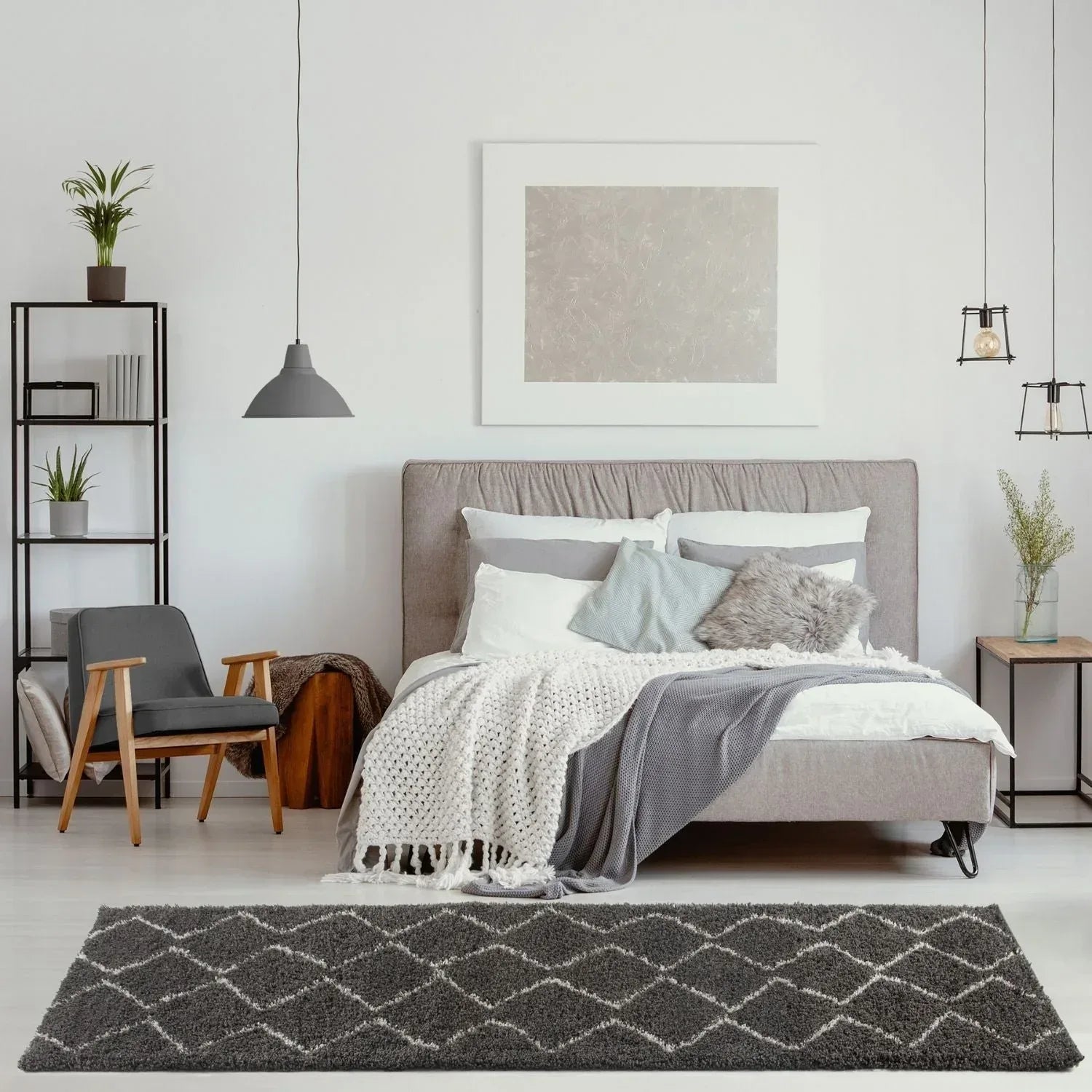 840MoroccanDarkGreyShaggyRug-22 - Bobobiy