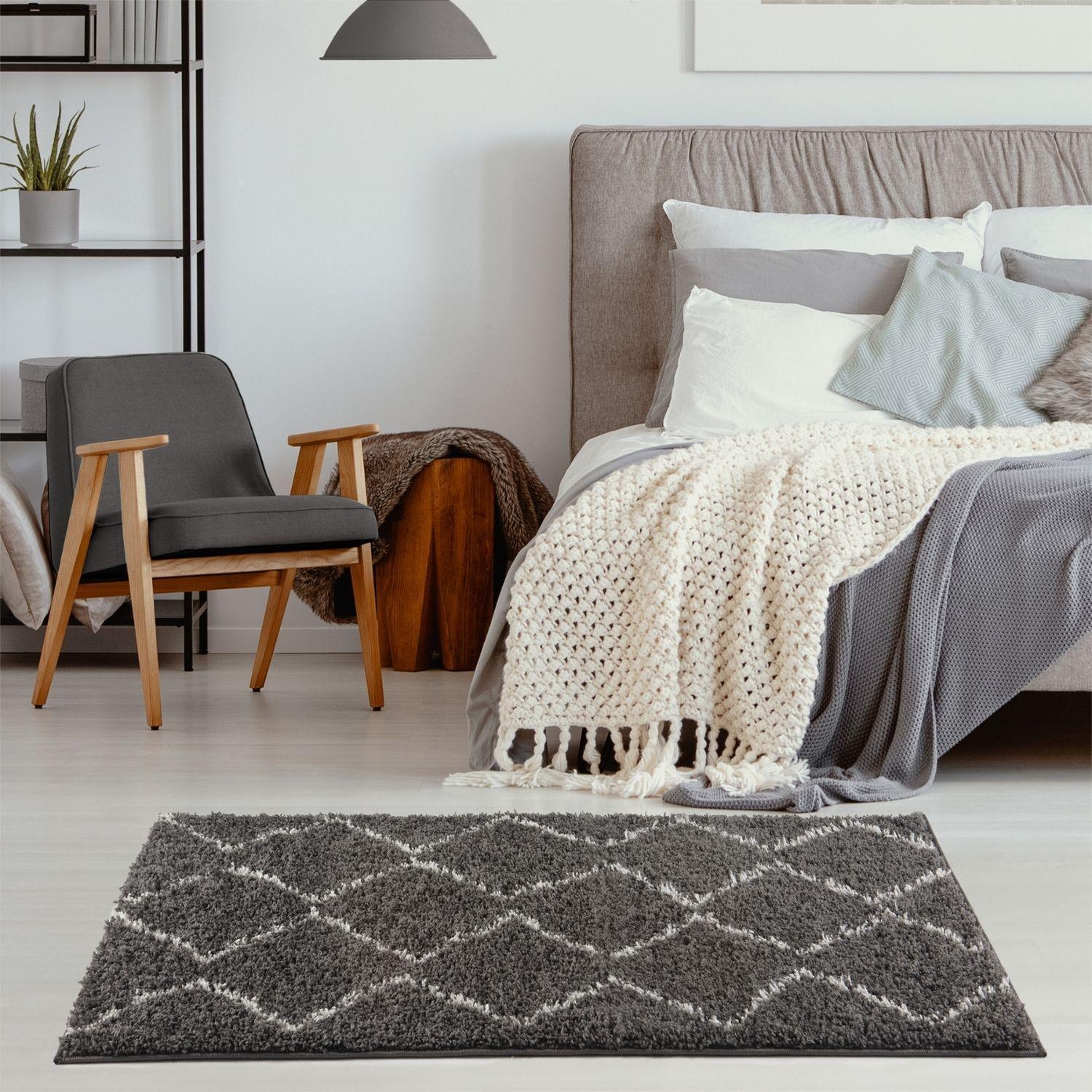 840MoroccanDarkGreyShaggyRug-25 - Bobobiy