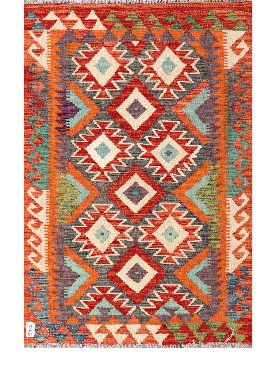 Maimana Afghanistan Kilim Rug - 135 x101 cm - Handmade