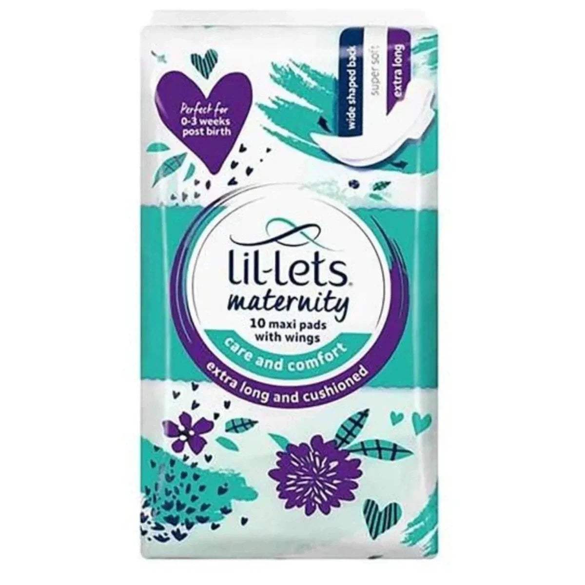 Lil-Lets maternity extra long maxi pads pack with wings, 10 count