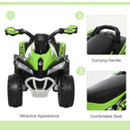 Toddler ride-on car walker with green body, black seat, front bumper and handle