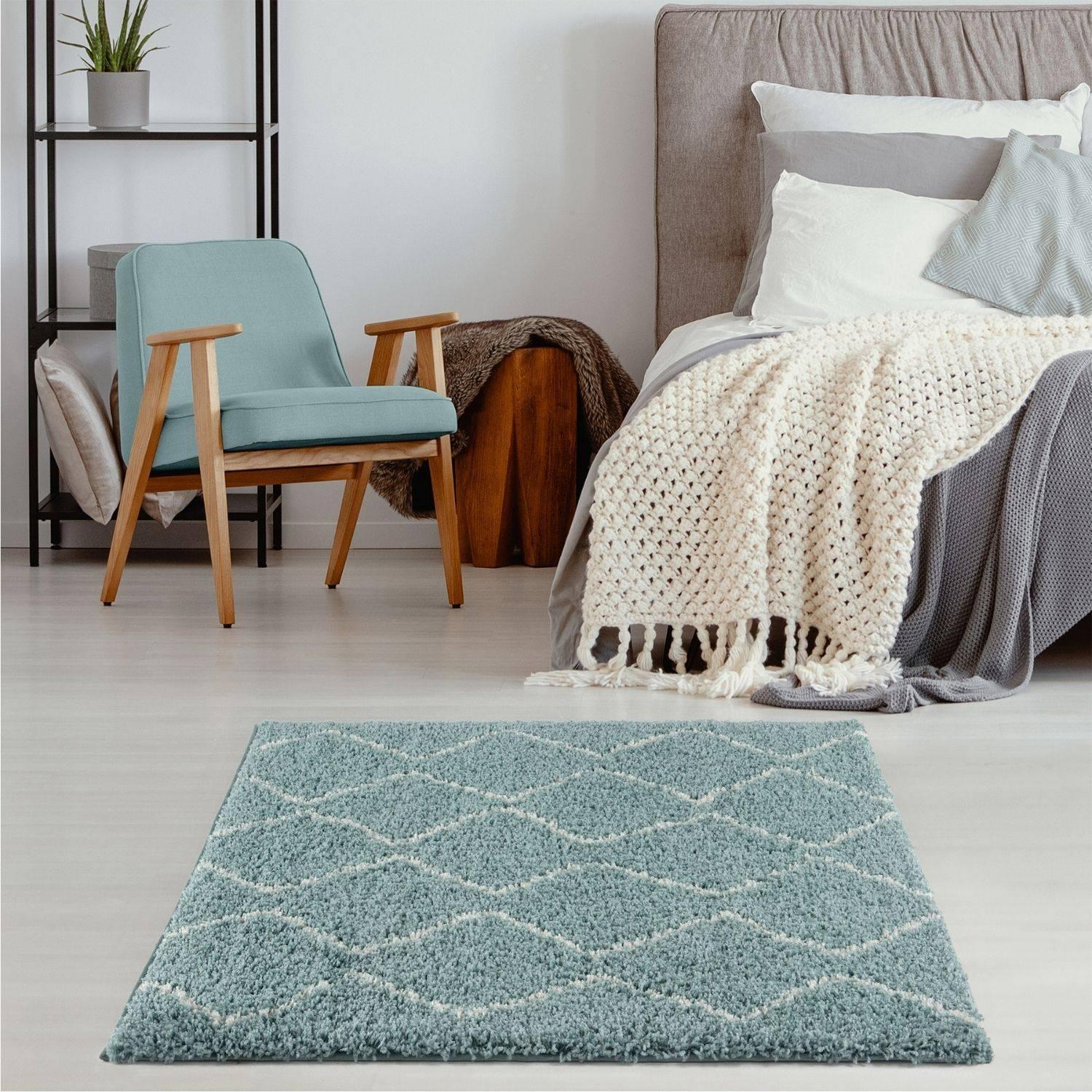 850MoroccanDuckEggBlueShaggyRug-19 - Bobobiy
