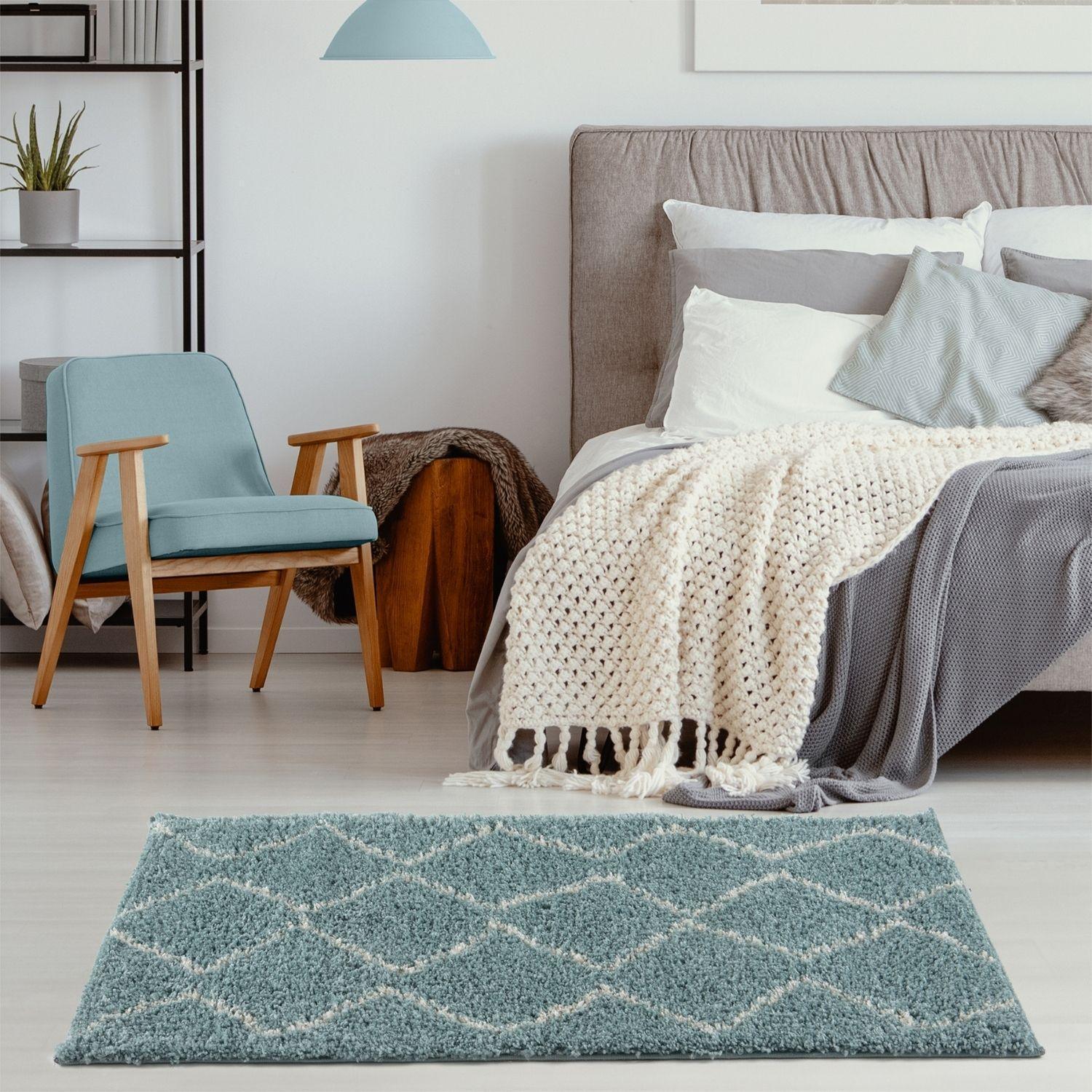 850MoroccanDuckEggBlueShaggyRug-24 - Bobobiy