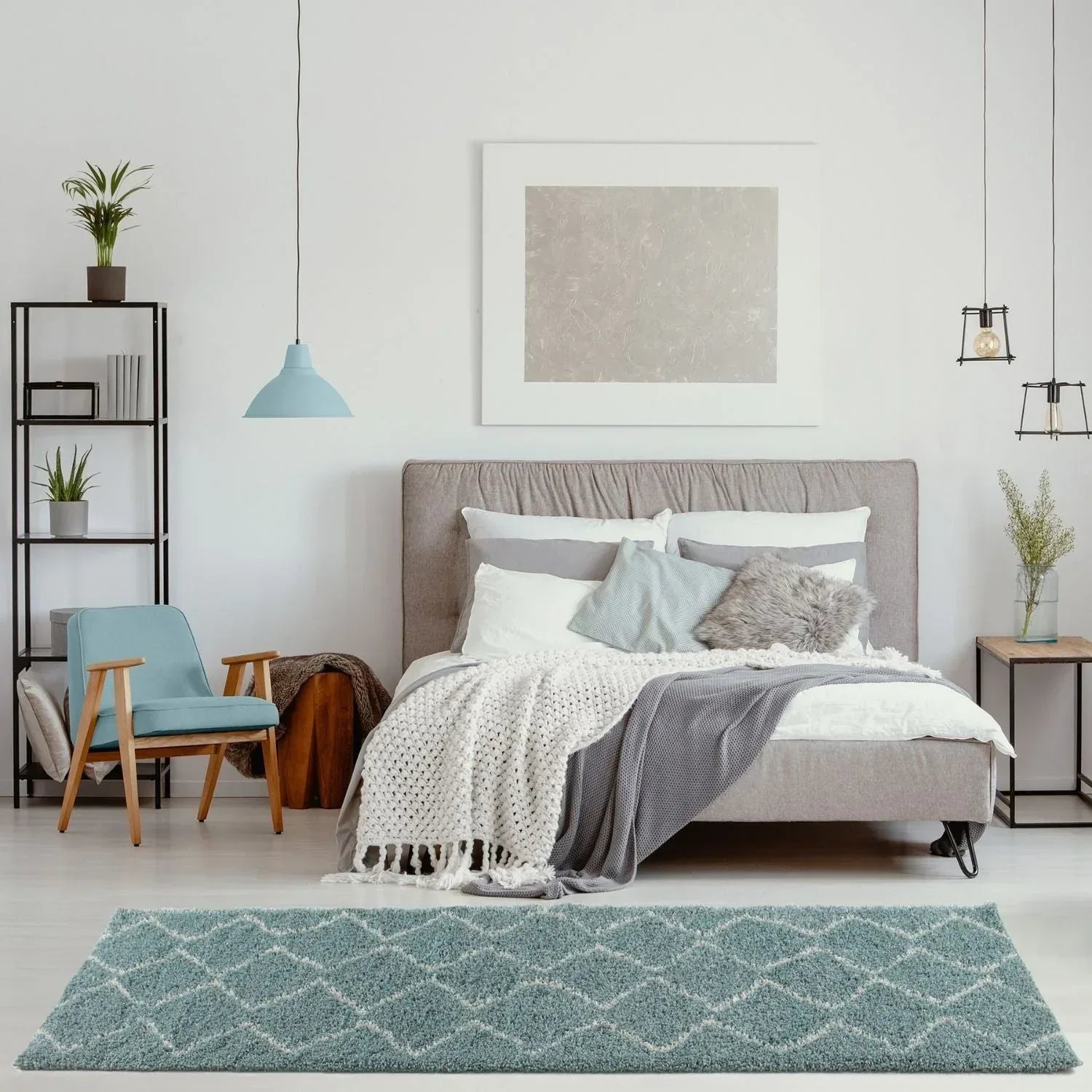 850MoroccanDuckEggBlueShaggyRug-27 - Bobobiy