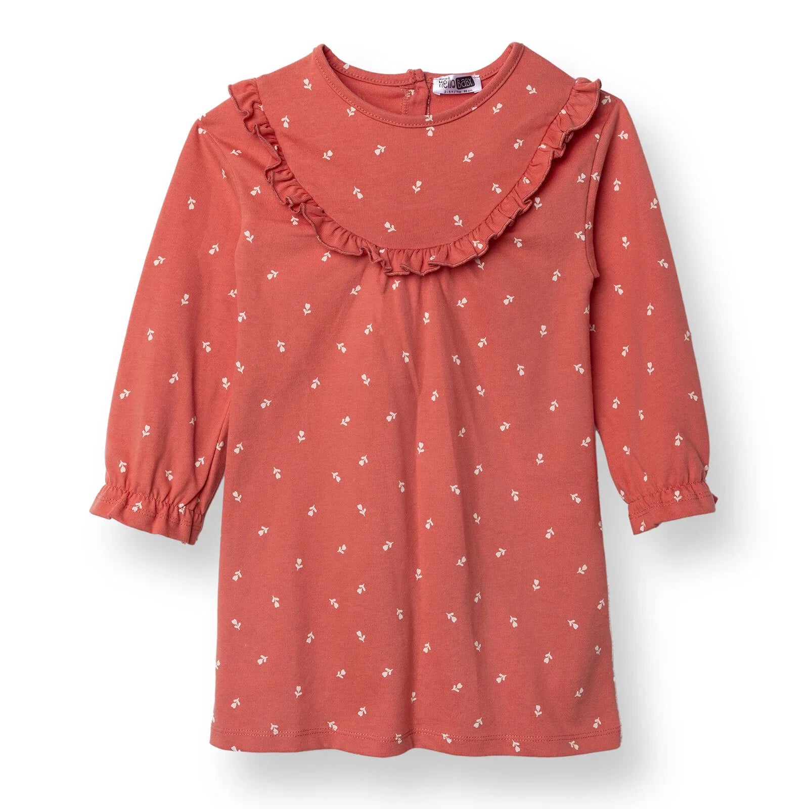 HelloBaby Wintrt Cherry Dress - Coral Printed