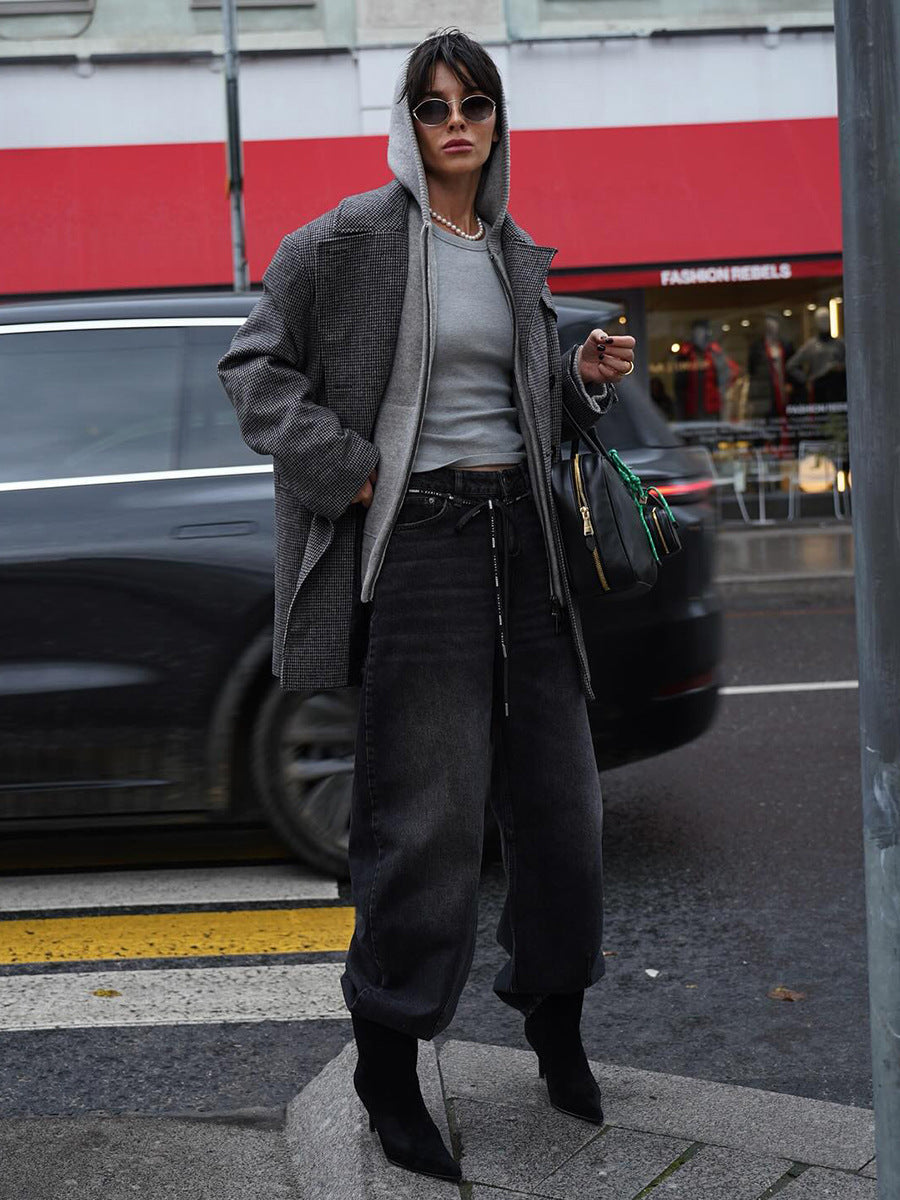 Mid-Length Double-Breasted British-Style Wool Coat