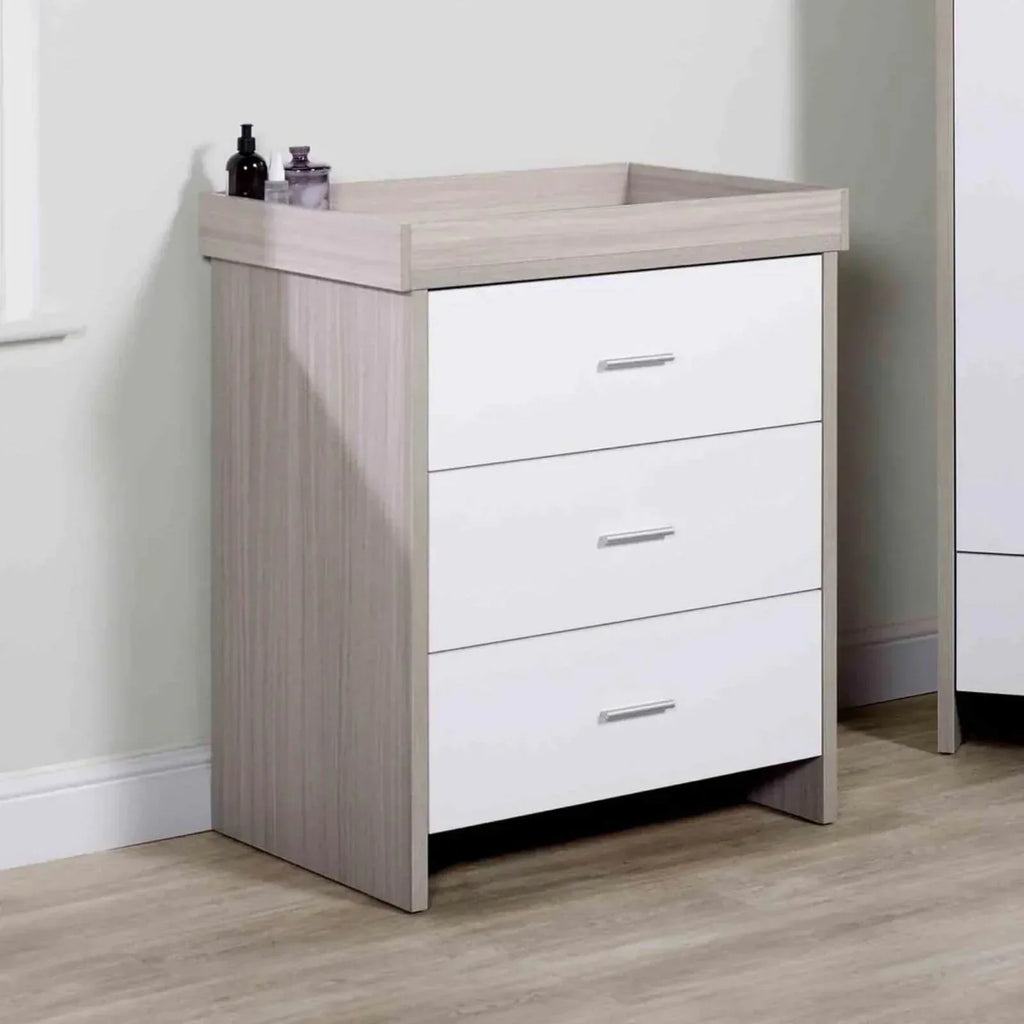 Ickle Bubba Pembrey Changing Unit & Chest - Ash Grey & White - Bobobiy