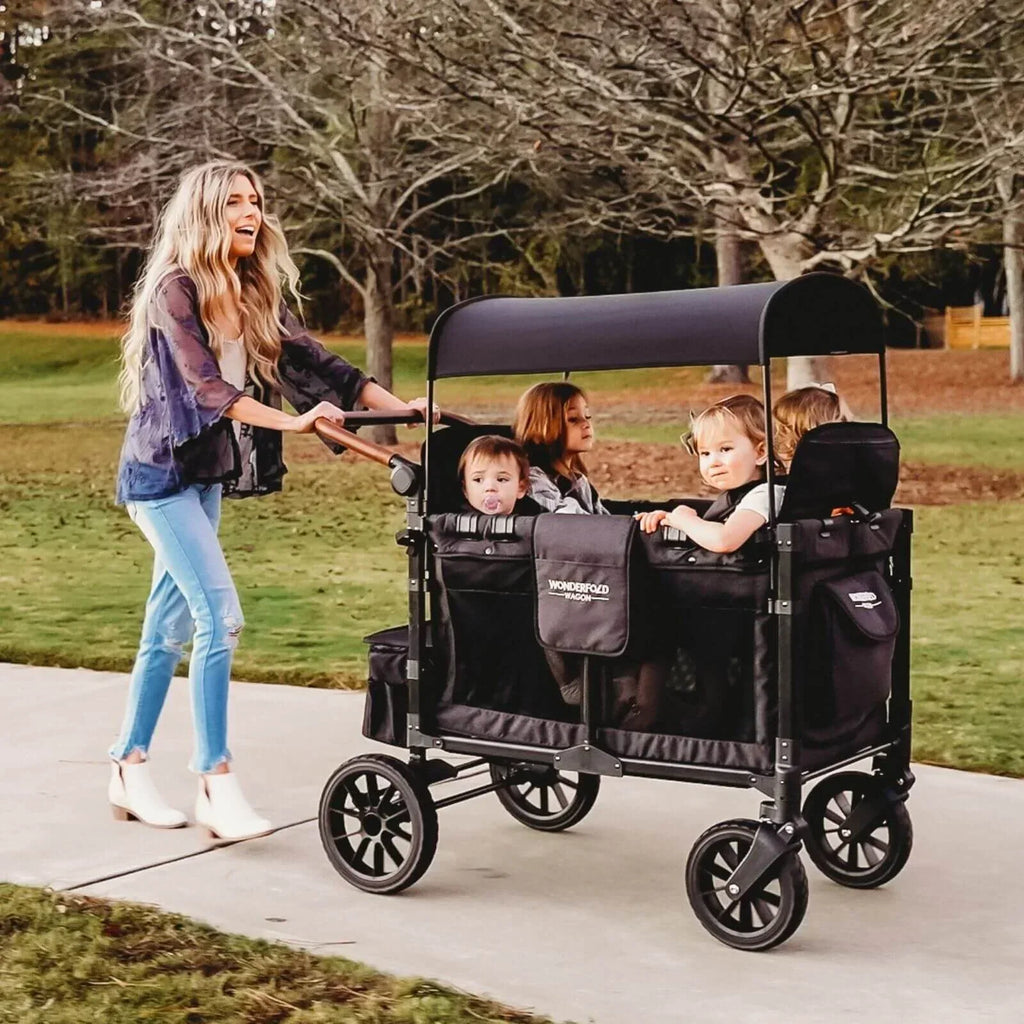 W4 Luxe Quad Stroller Wagon - Volcanic Black - Bobobiy