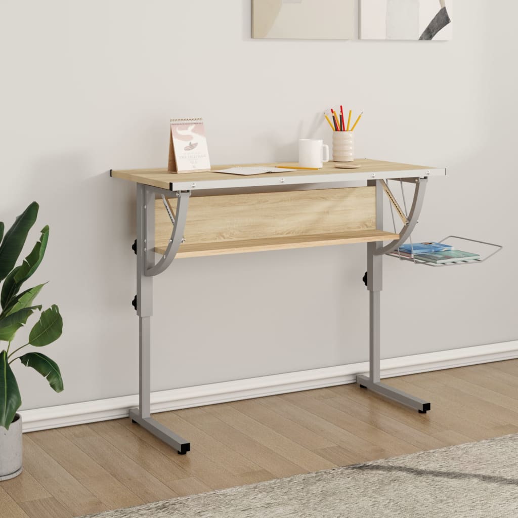 Craft Desk Sonoma Oak&Grey 110x53x(58-87)cm Engineered Wood&Steel