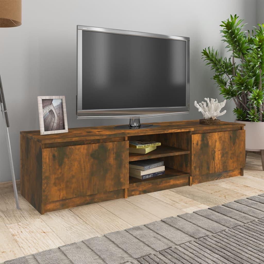 Modern Wooden 55 Inch TV Tele Stand Unit Cabinet With 2 Doors & Open Storage