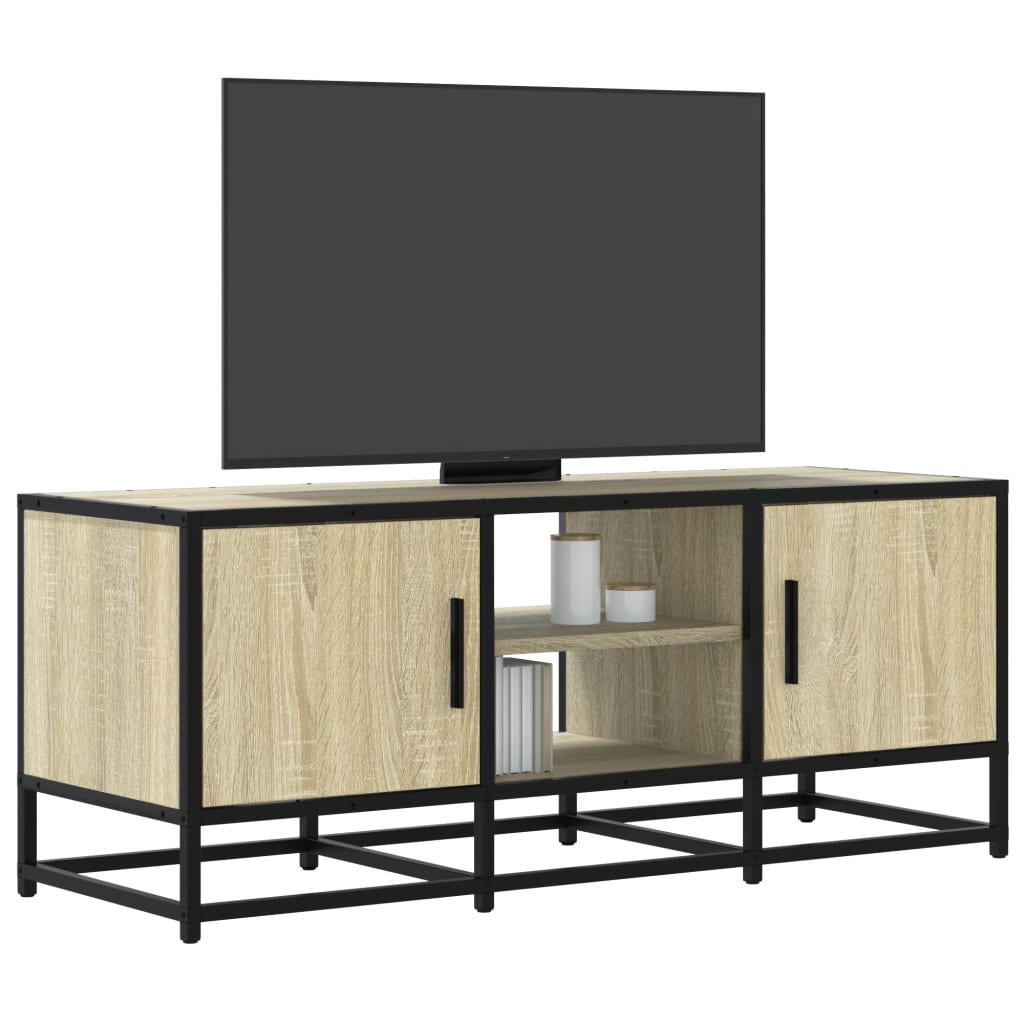 Industrial Wooden 40 Inch TV Tele Stand Unit Cabinet With 2 Doors & Open Storage