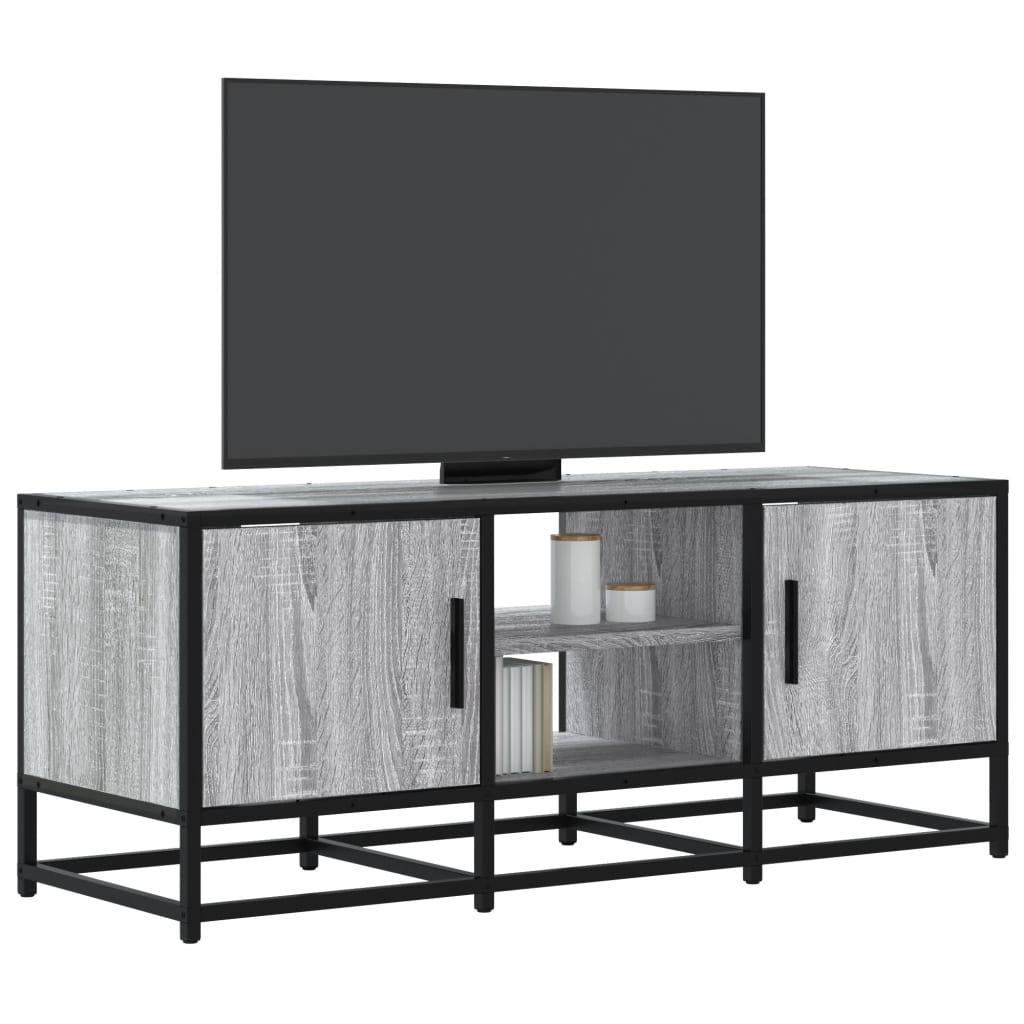 Industrial Wooden 40 Inch TV Tele Stand Unit Cabinet With 2 Doors & Open Storage