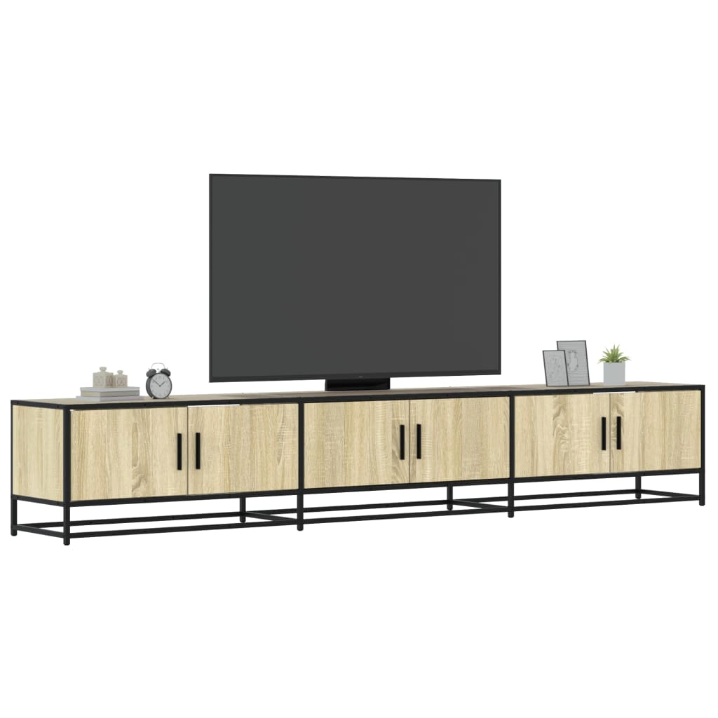 Industrial Wooden 95 Inch TV Tele Stand Unit Cabinet With 6 Storage Doors Compartments