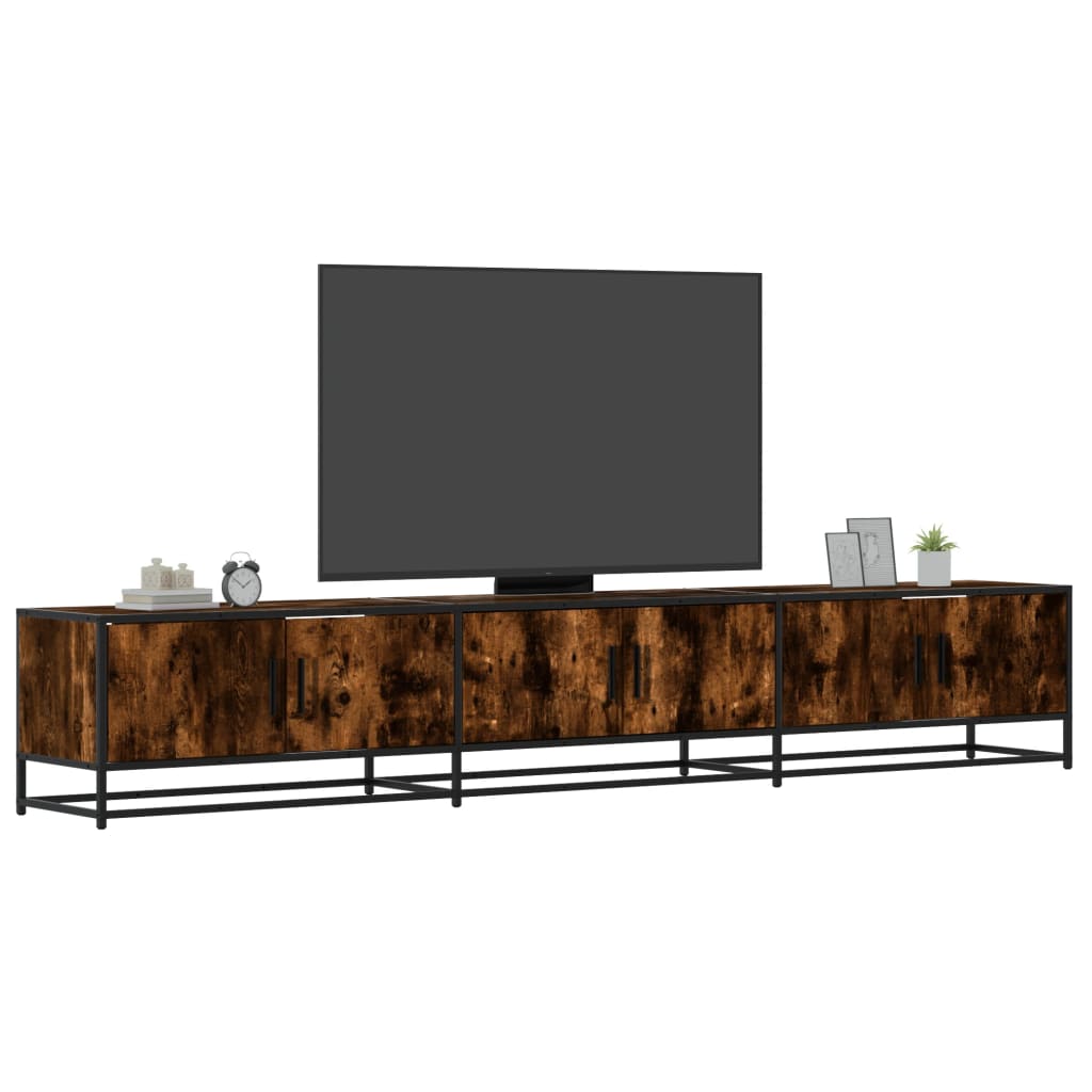 Industrial Wooden 95 Inch TV Tele Stand Unit Cabinet With 6 Storage Doors Compartments