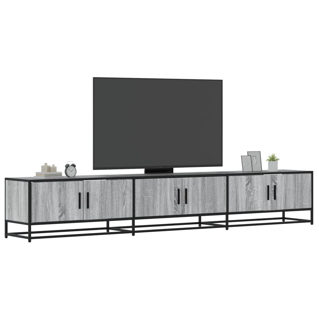 Industrial Wooden 95 Inch TV Tele Stand Unit Cabinet With 6 Storage Doors Compartments