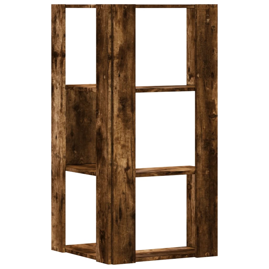 Corner Bookcase 3-Tier Smoked Oak 50x50x102 cm Engineered Wood