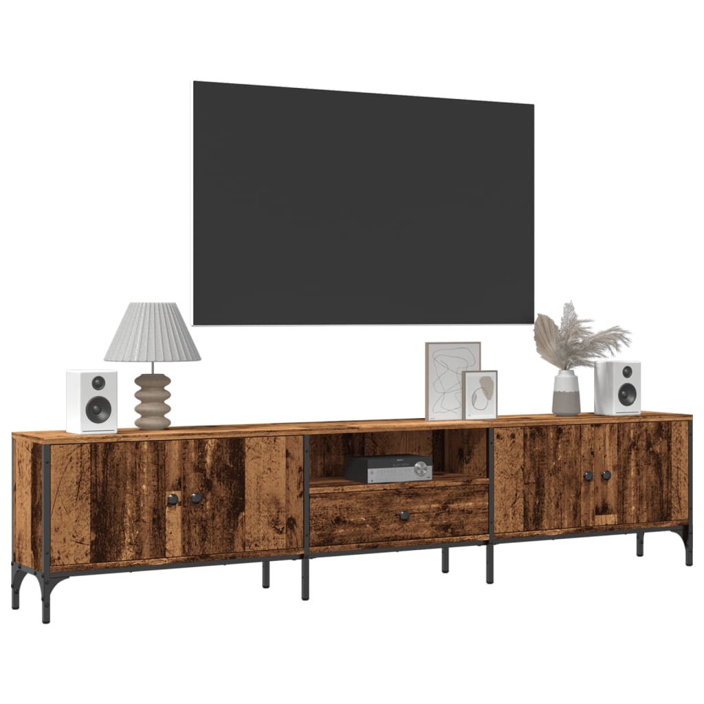 TV Cabinet with Drawer Old Wood 200x25x44 cm Engineered Wood