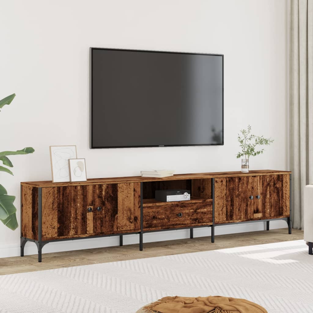 TV Cabinet with Drawer Old Wood 200x25x44 cm Engineered Wood