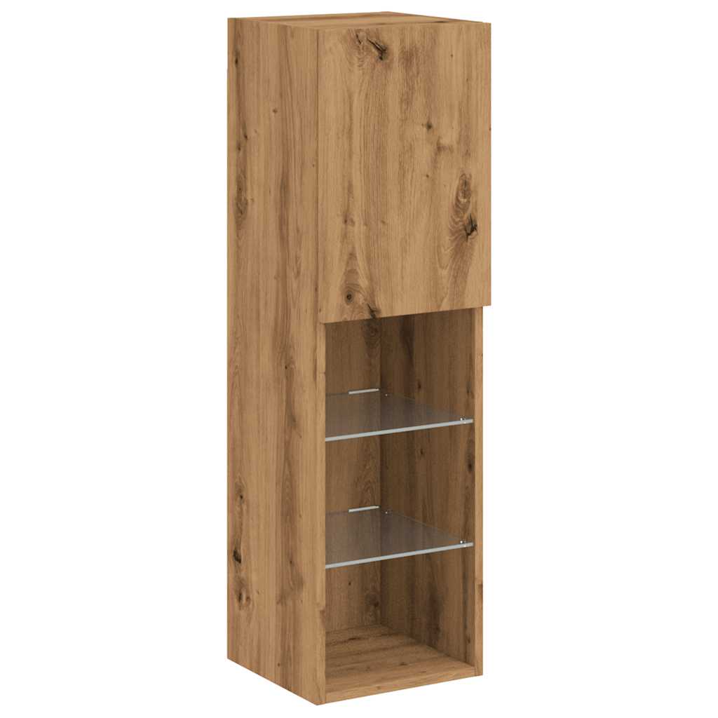 TV Cabinet with LED Lights Artisian Oak 30.5x30x102 cm