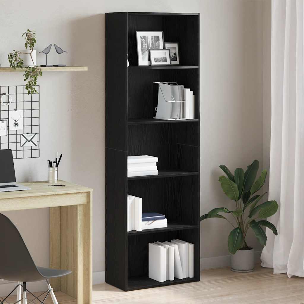Bookcase Black Oak 60x30x189 cm Engineered Wood
