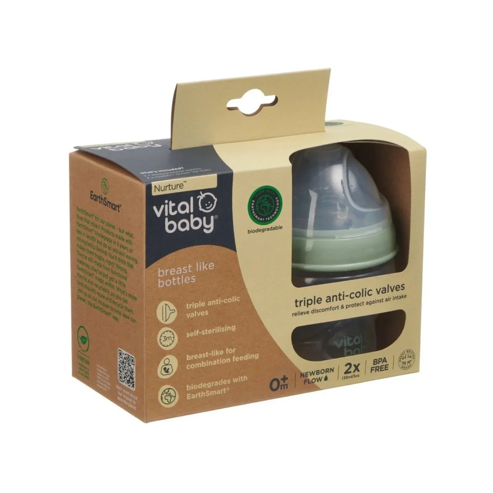 Vital Baby Nurture Breast Like Feeding Bottle 150ml Pack of 2 - Bobobiy