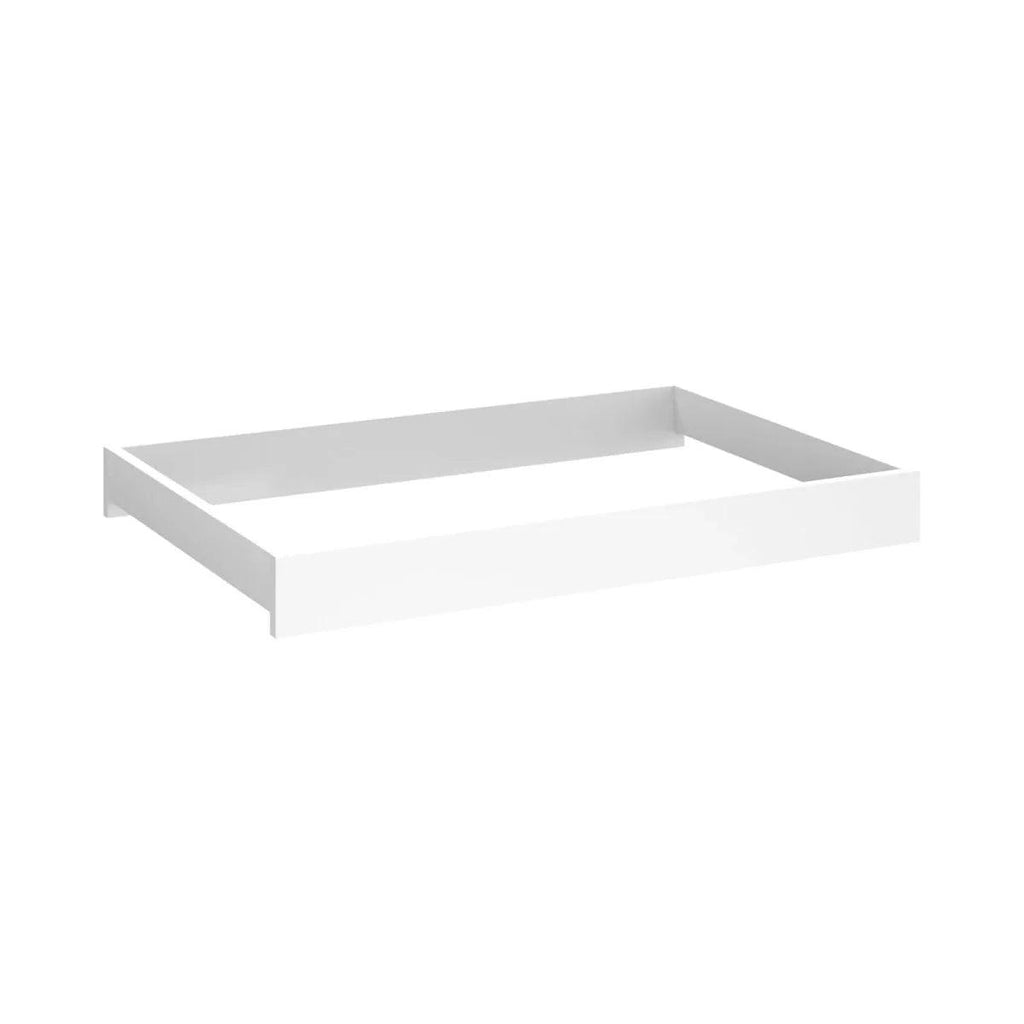 White changing table with open top tray and side guard rails