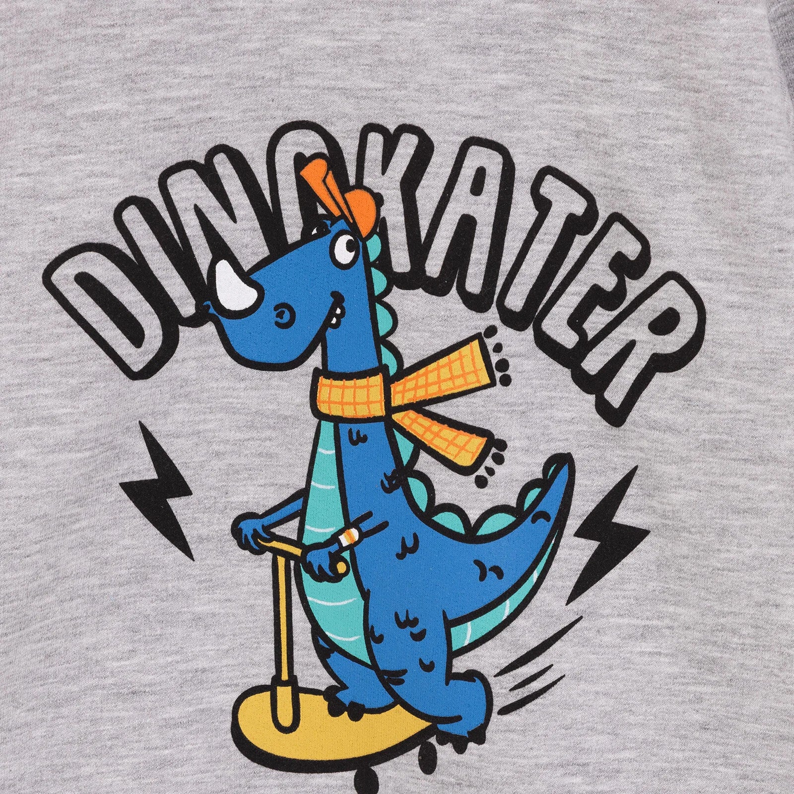 HelloBaby Basic Low Raised Dinokater Printed Sweatshirt - Grey Melange