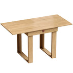 Folding dining table with oak-effect tabletop and under-table storage shelf