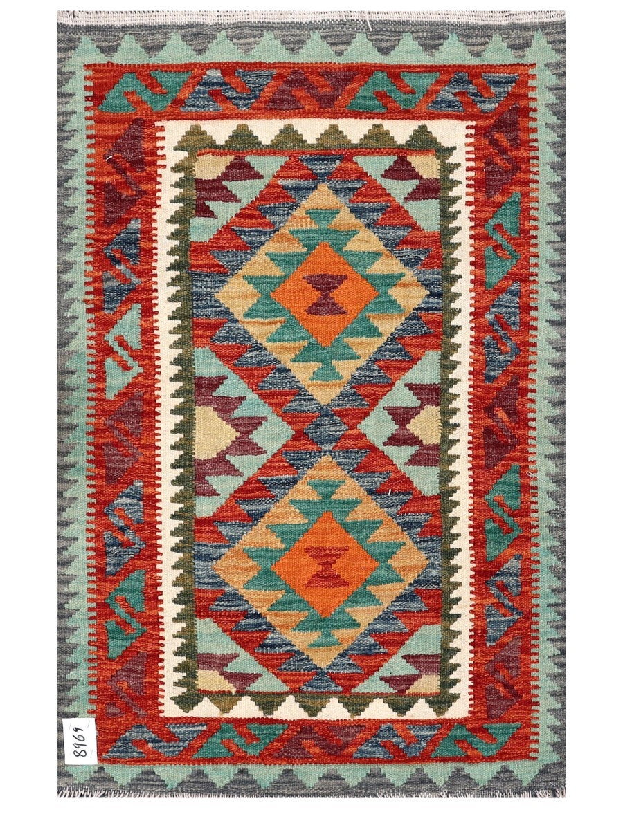 Maimana Afghanistan Kilim Rug - 113 x 73 cm - Handmade