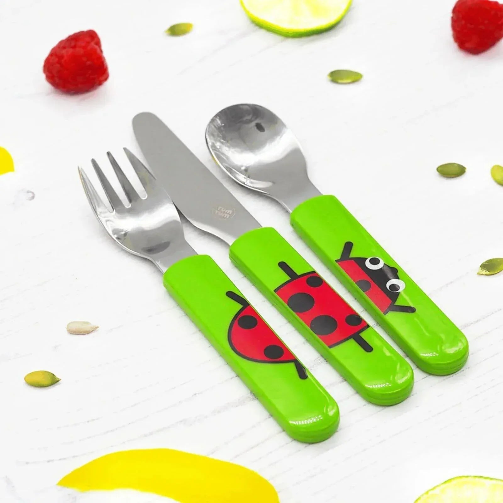 TUM TUM Travel Cutlery Set with Case - Ladybird - Bobobiy