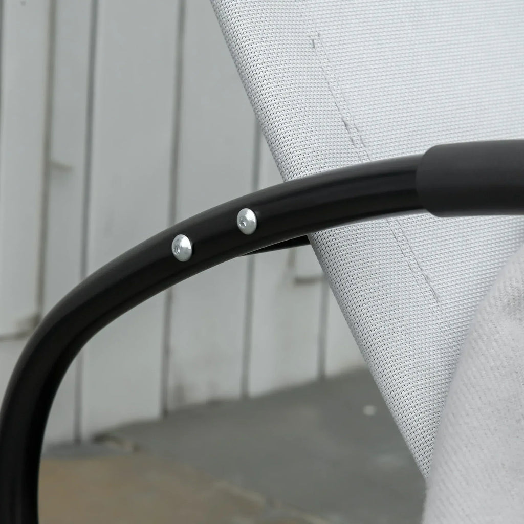 Outdoor Rocking Chair Sun Lounger Recliner Rocker with Texteline Fabric Patio Garden Relaxer with Pillow Grey - Bobobiy