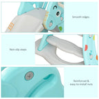 Teal deer toddler slide close-up; smooth edges, non-slip steps, reinforced grip