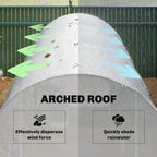 White arched-roof polytunnel greenhouse tunnel cover with reinforced side panels