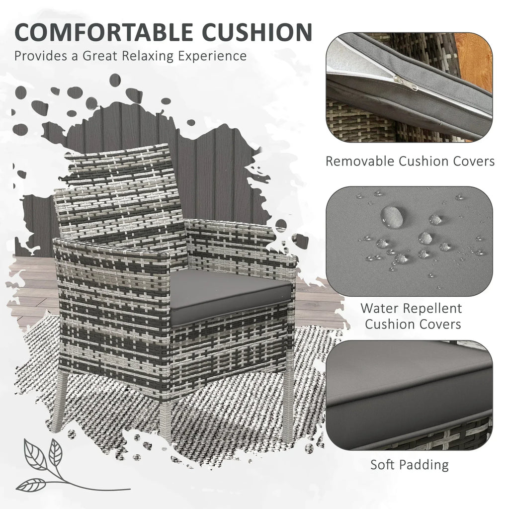 Five-Pieces Rattan Dining Set - Mixed Grey - Bobobiy