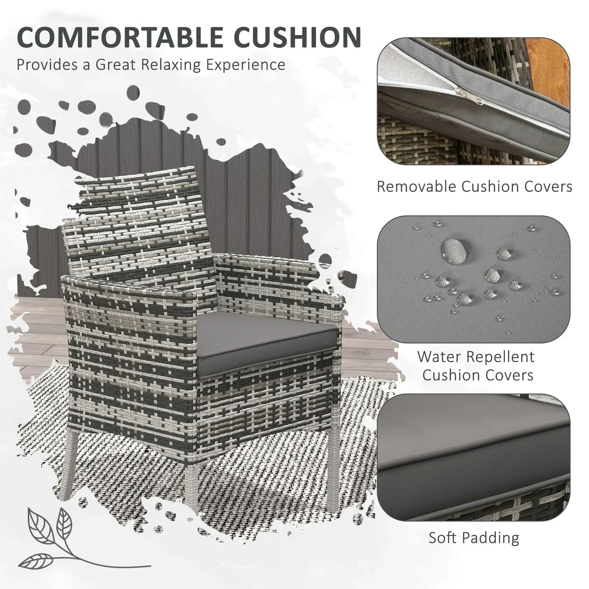 Five-Pieces Rattan Dining Set - Mixed Grey - Bobobiy