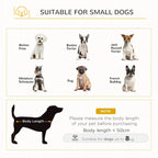 Dog crate end table for small dogs, body-length and size guidance diagram