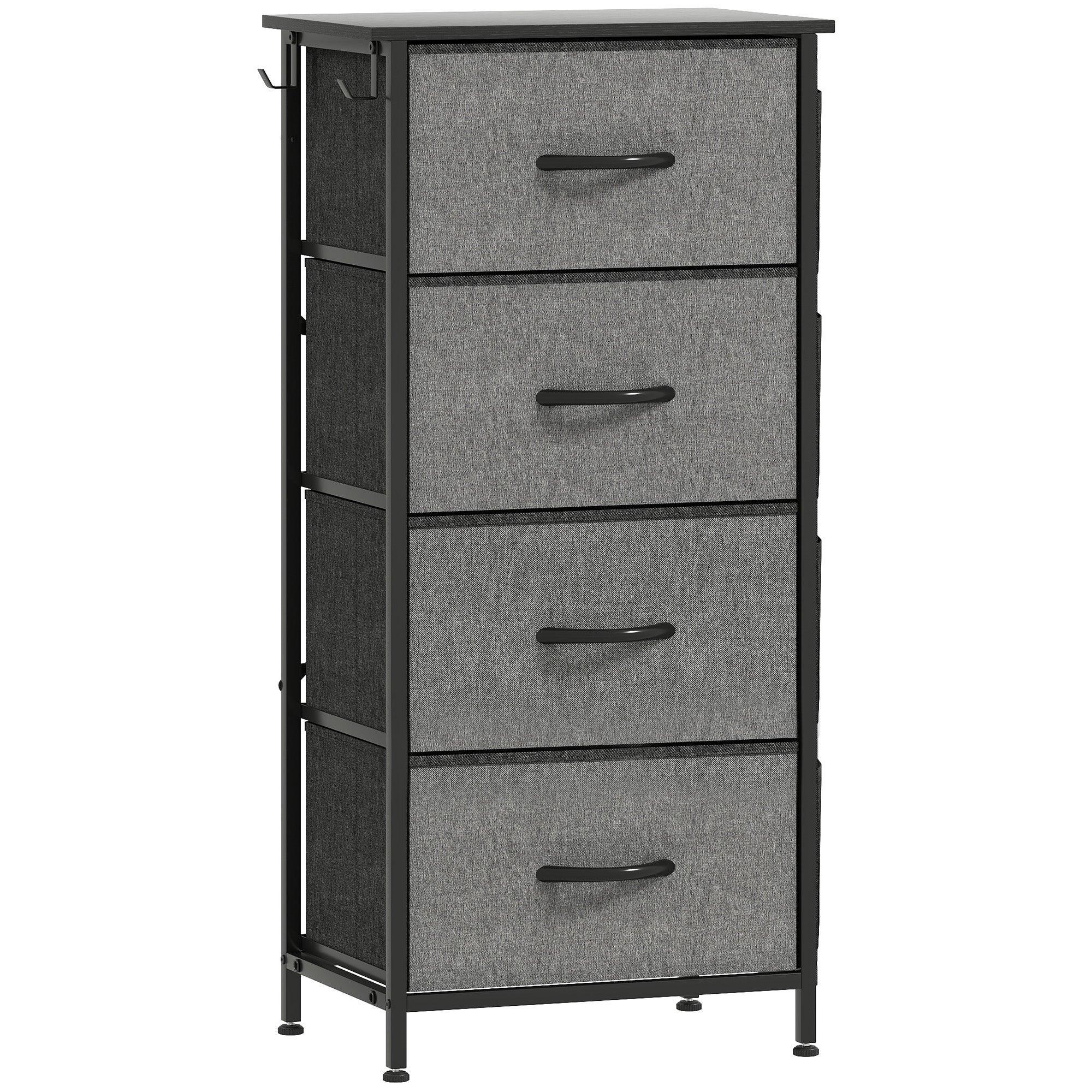 Chest of Four Fabric Drawers - Charcoal Grey - Bobobiy