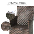 Deep coffee resin wicker patio chair with close-up woven back and armrest