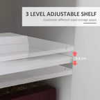 Adjustable white cabinet shelf with multiple height positions for storage clearance