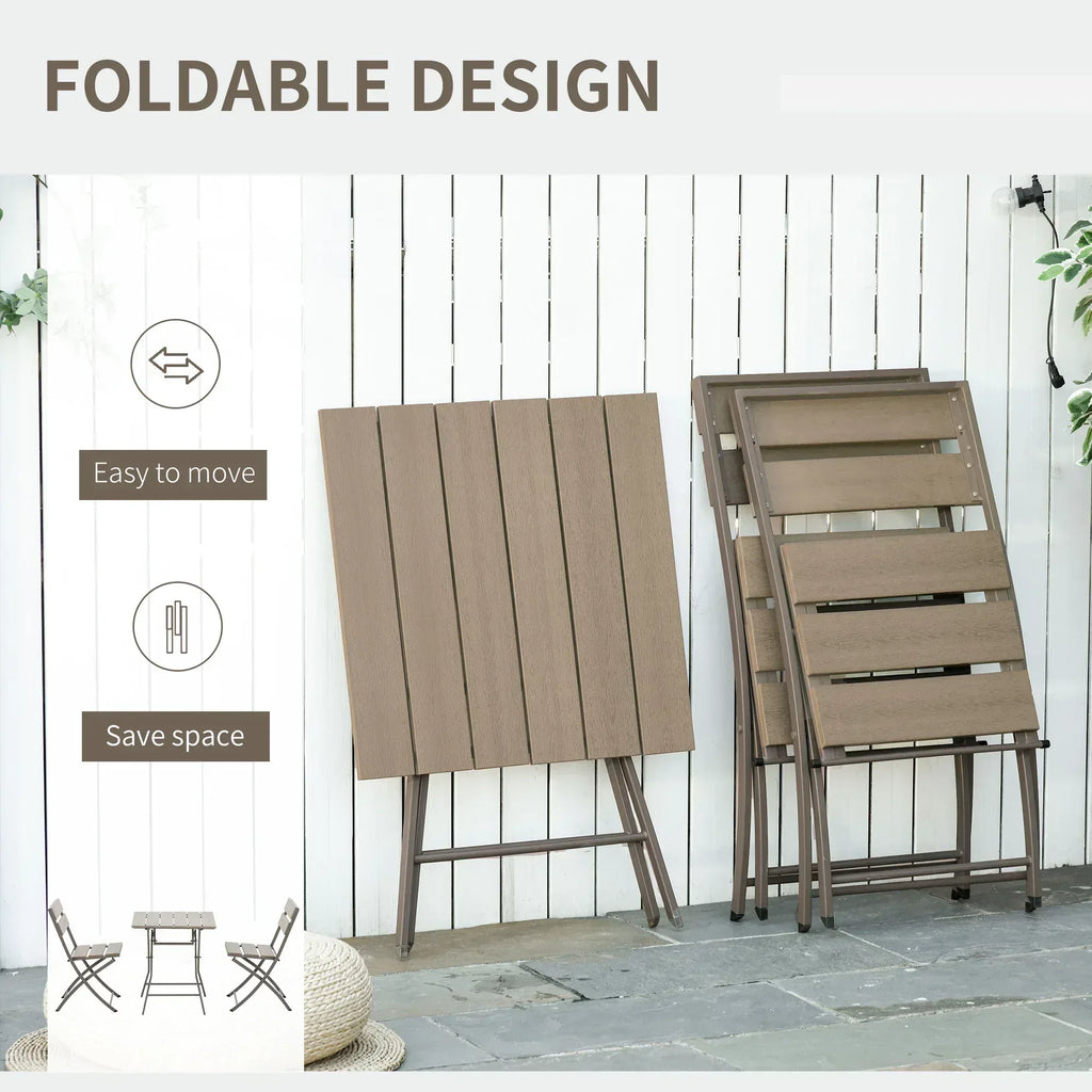 3 Piece Foldable Garden Bistro Set Patio Furniture Set with Table and 2 Chairs for Conservatory Balcony Terrace, Grey - Bobobiy