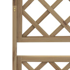 Wooden trellis corner with crosshatch lattice and sturdy support beams