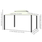 Cream gazebo frame diagram showing edge-to-edge and inside leg-to-leg dimensions