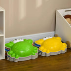 Stack of green and yellow crab-shaped stepping stones with anti-slip textured surface