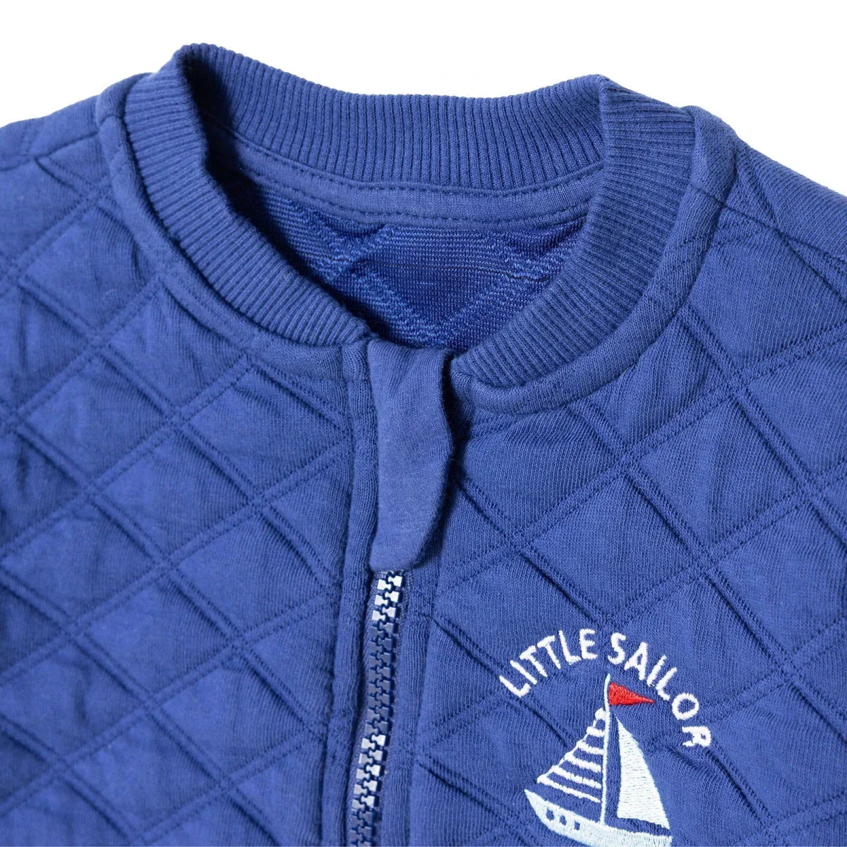 HelloBaby Boys Quilted Cardigan Nautical Print Zip Fastening Little Sailor Crew Neck Long Sleeve - Navy Blue