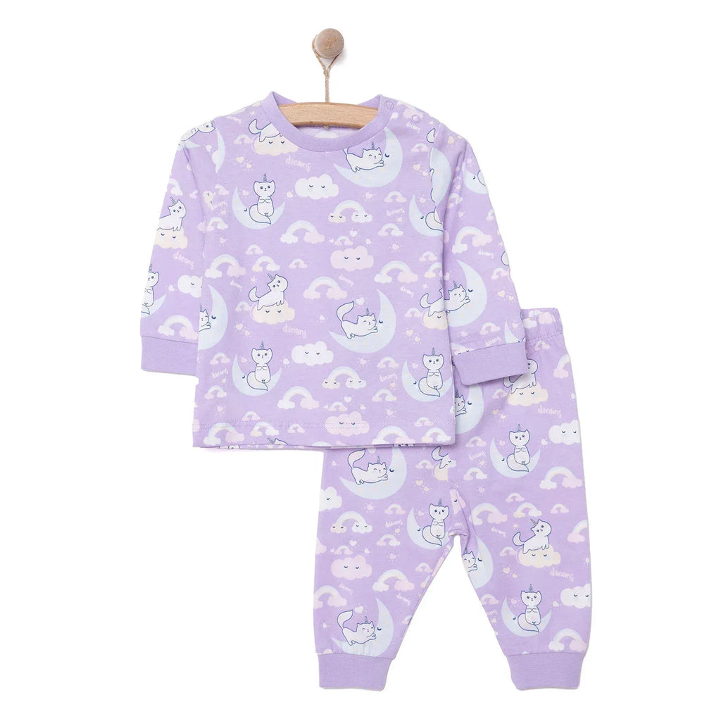 HelloBaby Girl Long Sleeve Pyjamas Set - Purple - Bobobiy