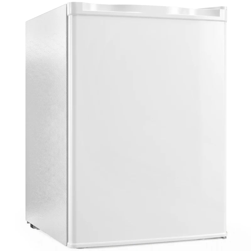 White 73 L mini fridge with single front door and smooth glossy body