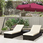 2-seater rattan lounger set with cream cushions and dark woven base
