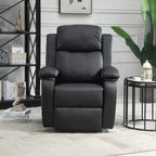 Black power lift recliner chair with thick headrest and padded armrests