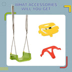 Kids swing seat accessories: twin ropes, yellow seat frame, and red detachable bar
